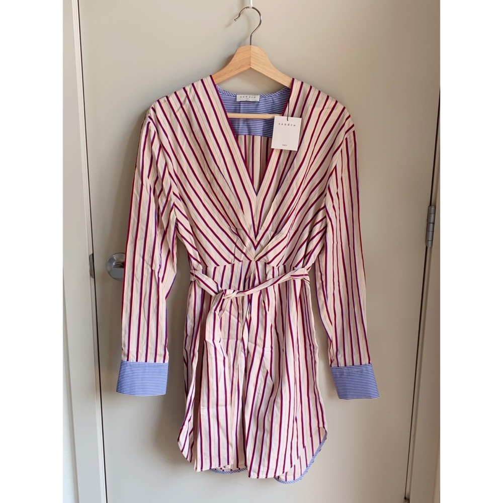 Sandro Long-sleeved striped short dress